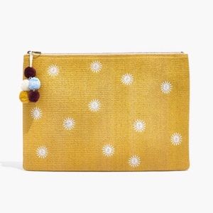 Madewell Oversized Embroidered Straw Pouch Yellow